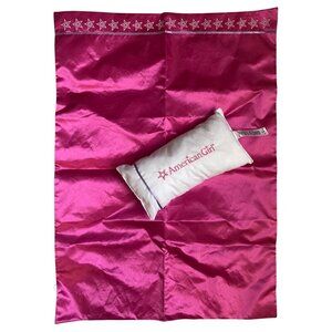 American Girl Doll Pink Satin Reversible Sheet Blanket Bedspread Bed Pillow